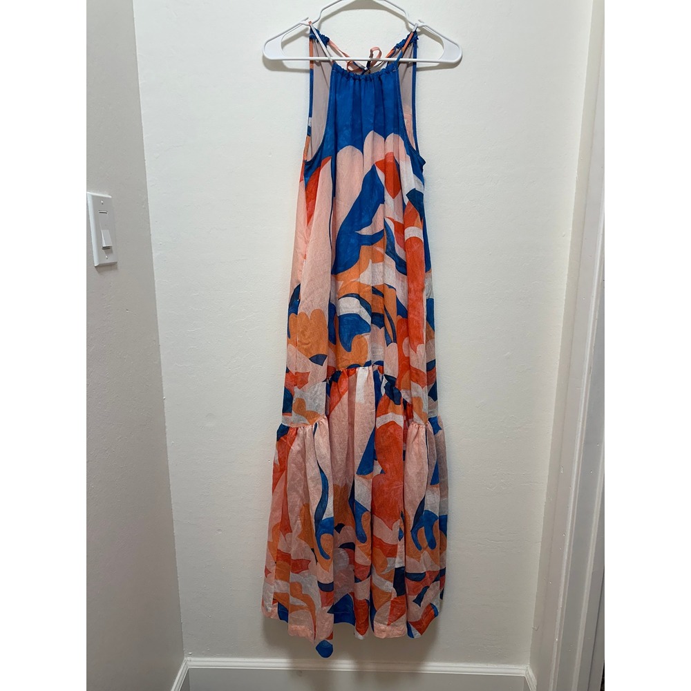 Maeve Anthropologie Halter Maxi Dress Summer Abstract Print Boho Chic, Size XS - Picture 3 of 10